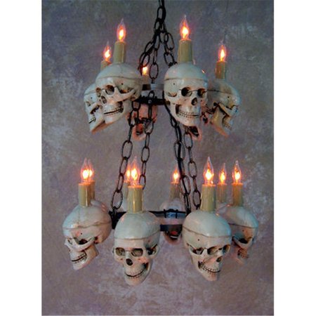 PERFECTPRETEND Two-tiered med. Skull chandelier with 14 med. Skulls PE1413073